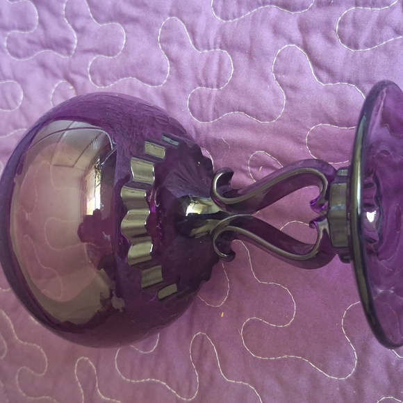 Vintage MCM Viking Glass Amethyst Princess Flowerlite Vase 7 - Picture 4 of 5